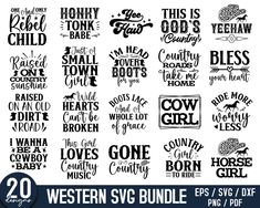 the western svg bundle includes 20 different font styles, including one for each letter