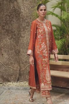 Fida – Sania Maskatiya International Festive Semi-stitched Suit With Intricate Embroidery, Semi-stitched Bohemian Mulmul Suit, Bohemian Semi-stitched Lawn Suit With Intricate Embroidery, Sania Maskatiya Casual, Marriage Suits, Bohemian Floral Print Semi-stitched Kurta, Designer Punjabi Suits, Punjabi Outfits, Desi Wedding Dresses