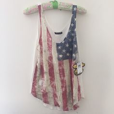 New With Tags From Lord And Taylor , American Flag Tank Top! American Flag Print Cotton Top For Beach, White American Flag Print Top For The Beach, White American Flag Print Top For Beach, White American Flag Print Tops For Beach, White Tops With American Flag Print For Beach, White Americana Tops For Summer, White Americana Style Tops For Summer, Patriotic Beach Tops With Flag Print, Patriotic Tops For 4th Of July Vacation