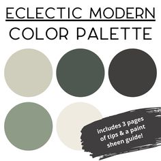 the color palette is shown in shades of green, white and black with text that reads eclectic