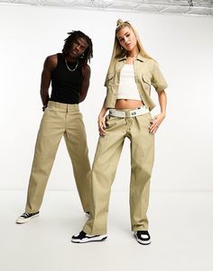 Pants & Leggings by Dickies For the rotation Belt loops Concealed fly Functional pockets Straight fit Unisex style Beige Dickies Outfit, Dickies Outfit Women, Dickies Pants Outfits Women, Dickies Outfit, Style Bleu, Dickies 874, Canned Heat, Dickies Pants, Khaki Fashion