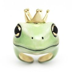 Frog Prince Ring // Village Clay Frog, Princes Ring, Rings White Gold, Violet Earrings, King Ring, Gents Ring, Frog Prince, Unicorn Cat, Animal Rings