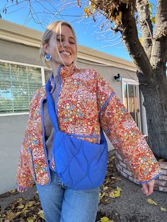 Feeling blue today!💙😄 loving this pairing or oranges with blues as I pair the Chloe quilt jacket with the Streetlevel bag! The perfect Bag and coat combo! Floral pops of color complement the pop of coloer quilted bag. Free People Nordstrom Follow my shop @Liv_a_Little on the @shop.LTK app to shop this post and get my exclusive app-only content! #ootd #style #streetstyle #LTKitbag @shop.ltk https://liketk.it/4sjVK #liketkit #LTKGiftGuide #LTKfindsunder50 #LTKitbag @shop.ltk https://liketk.it/4sjVK Chloe Jacket Free People, Pop Of Orange Outfit, Quilted Floral Jacket, Free People Quilted Jacket Outfit, Quilted Bag Outfit, Quilt Jacket Outfit, Orange Jacket Outfit