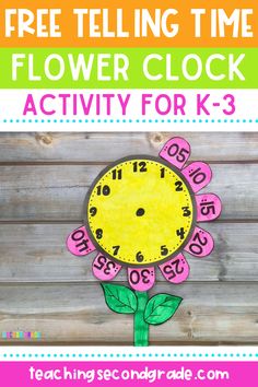 a flower clock with the words free telling time on it and an image of flowers