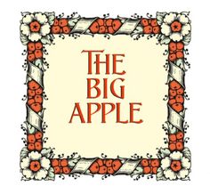 the big apple logo with an orange and white frame on it's front cover