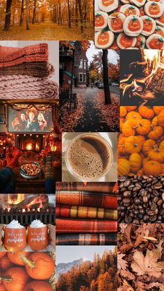 iPhone background wallpapers fall orange brown pumpkin leaves coffee Autumn Aesthetic Collage, Desserts Wallpaper, Fall Aesthetic Collage, Autumn Lockscreen, Coffee Leaves, Autumn Sweaters, Fall Collage, Autumn Wallpapers, Coffee Autumn