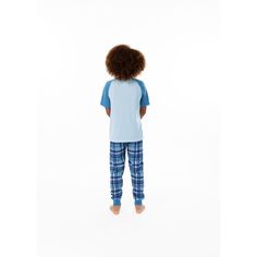 For the little leaguer who, if he's not playing, is always catnapping. This baby-soft, pajama set with its loose fit and jogger cuff pants style will help him get all the rest he needs to get back on the field. Featuring a fun baseball-themed and a classic plaid pattern on the pants. Blue Cotton Sleepwear For Pajama Party, Light Blue Cotton Sleepwear For Sleepover, Playful Cotton Sleepwear Pajama Pants, Playful Cotton Sleepwear, Casual Blue Sleep Sets, Light Blue Casual Sleepwear For Sleepover, Casual Light Blue Sleepwear For Sleepovers, Relaxed Fit Blue Sleepover Sets, Blue Relaxed Fit Sleepover Sets