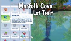 an image of a mermaid in the water with text overlay that reads meroflk cove lot trail