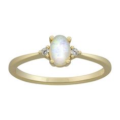 With this silver treasures 14K gold over Silver Open cocktail ring in your jewelry collection, you are adding sophistication. This ring is crafted in 14K gold over silver and features a simulated opal stone along with Cubic Zirconia stones. With the delicate and sparkling design, this ring can be worn with any wardrobe choices. Wipe ring clean with a soft cloth.Ring Style: Delicate RingsFeatures: Nickel FreeShape: OvalStone Cut: OvalStone Millimeter Measurement: 4 Mm Width, 6 Mm LengthMetal Colo Oval Gold Opal Ring In 14k Gold, Oval Gemstone Gold Stackable Rings, Dainty Gold Oval Stackable Rings, Dainty Oval Birthstone Ring, Gold Opal Promise Ring In Fine Jewelry Style, Dainty Oval Opal Ring For Anniversary, Gold Oval Opal Ring Fine Jewelry, Gold Opal Ring With Oval Cabochon, Gold Opal Ring With Oval Cabochon Birthstone