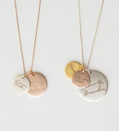 ▲ HANDWRITING DISC NECKLACE will be handmade after your order. This lovely piece of jewelry is a wonderful gift for anyone.  …………………………….. ITEM DETAILS - Material: SOLID 925 STERLING SILVER - Color: Silver - Gold - Rose Gold - Dimension: Available in 3 sizes: 0.6 inch - 0.8 inch and 1.0 inch. - Personalized Adjustable Pendant Necklace, Adjustable Charm Necklaces For Personalized Gifts, Adjustable Charms Necklace For Personalized Gift, Adjustable Charms Necklaces For Personalized Gift, Adjustable Necklaces With Charms For Personalized Gift, Adjustable Engraved Meaningful Charm Necklaces, Meaningful Adjustable Necklace For Personalized Gift, Customized Adjustable Pendant Charm Necklace, Meaningful Hand-stamped Pendant Jewelry