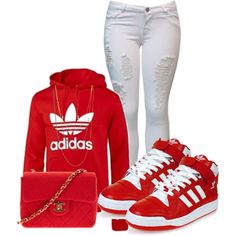 Red Adidas, Baddie Outfits Casual, Teenage Fashion Outfits, Fall Fashion Outfits