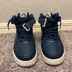 Af1 Navy 9/10 Condition Size 10.5 Men No Box Nike Af1 Navy Blue, Nike Blue, Shoes Nike, Men's Nike, Nike Men, Nike Shoes, Athletic Shoes, Blue White, Men's Shoes