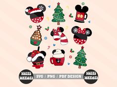 mickey mouse christmas svg and png clipart bundle for cricut design