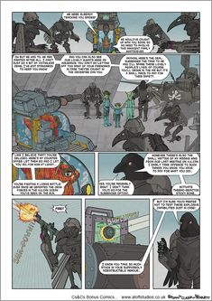 a comic page with an image of aliens in the background