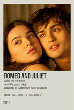 a movie poster for the film romeo and juliaet with two people looking into each other's eyes