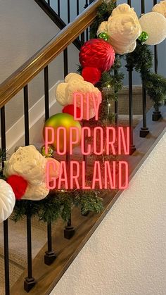 a sign that reads diy popcorn barland on the stairs