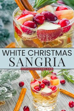 This Christmas sangria recipe white wine is a festive concoction, crisp white wine takes center stage, dancing harmoniously with a medley of seasonal fruit- cranberry, orange, apple with cinnamon sticks and a splash of effervescent soda. Thanksgiving White Wine Sangria, Christmas Drinks With Wine, White Wine Christmas Sangria, White Winter Sangria, Sangria Recipes White Wine, Winter White Sangria, Christmas White Sangria, Wine Mixed Drinks Recipes