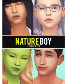 three different avatars with the words nature boy in front of them and an image of a woman's face