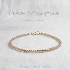 Pyrite Bracelet, Light Salmon, Bracelet Dainty, Moonstone Beads, Peach Moonstone, Birthstone Bracelets, Stackable Bracelets, Beading Wire, Salmon Pink