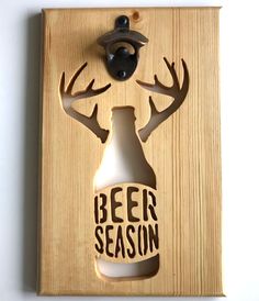 a beer bottle shaped like a deer with the words beer season on it