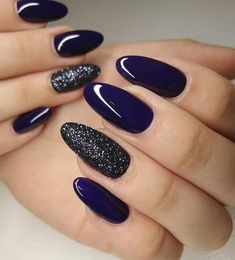 Navy Blue Nail Designs, Summer Nails Colors Designs, Blue Nail Color, Dark Blue Nails, Navy Blue Nails, Blue Acrylic Nails, Nail Colors Winter, Her Nails