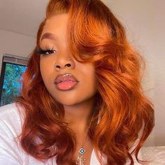 Ginger Orange Color New Body Wave Short 13x4 HD Lace Front Human Hair Wig Beautiful Barrel Curls Cheveux Oranges, Barrel Curls, Wig Styling, Ginger Hair Color, Nice Hair, Dyed Natural Hair, Hair Coloring, Baddie Hairstyles, Orange Hair