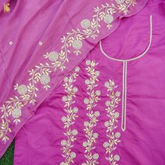 Fuchsia Pink Pure Silk Banarasi Embroidered Kurta Fabric with Dupatta - Khinkhwab Navratri Silk Kurta With Embroidered Border, Chikankari Embroidery Dola Silk Kurta With Traditional Drape, Semi-stitched Silk Kurta With Dori Work, Dola Silk Kurta With Chikankari Embroidery And Traditional Drape, Chanderi Kurta With Dori Work In Traditional Drape, Traditional Drape Chanderi Kurta With Dori Work, Chikankari Embroidered Kurta In Dola Silk With Traditional Drape, Chikankari Embroidery Dola Silk Kurta, Pink Kurta With Embroidered Border For Diwali