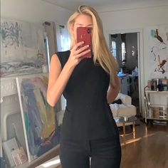 Sleeveless Black Tailored Top Black Fitted Tank Top For Work, Black Sleeveless Office Top, Black Fitted Tank Top For Evening, Black Peplum Top, Exaggerated Sleeves, White Sleeveless Top, Black Peplum, Cream Tops, White Sleeveless