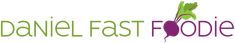 the logo for danielle fast foodie, which is featured in purple and green letters