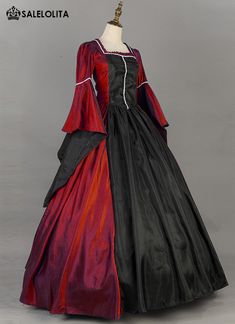 Medieval Renaissance Gothic Victorian Ball Gown Lady Princess Queen Dress Halloween Costume for Women     Condition: Brand New   Color:  Blue/Wine Red/Purple/Green   Material: This Victorian Dress is made of  High Quality Satins,Smooth, soft and comfortable to wear   Sleeve Length: Long Sleeve   Dresses Length:Floor-Length   Neckline:  Square Collar   Decoration: Ruffles + Lace   Style: This dress is perfect for civil war,victorian,medieval,regency,renaissance, wedding, cosplay, t Red Dresses For Medieval Festivals Costume Party, Red Fantasy Medieval Dress For Costume Party, Red Dress For Halloween Fantasy Events, Medieval Dress For Halloween Fancy Dress With Historical Design, Medieval Dress For Halloween With Historical Design, Medieval Dress For Halloween Costume Party, Medieval Dress For Halloween Cosplay With Historical Design, Gothic Medieval Dress For Fancy Dress, Gothic Medieval Dress For Costume Party