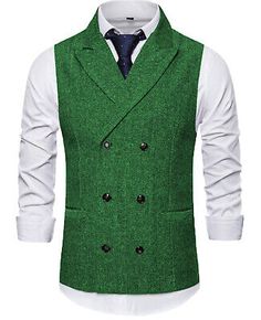 Herringbone Mens Double-Breasted Waistcoat Vest Lapel Vintage Retro Large XL XXL | eBay Vest Ideas, Double Breasted Waistcoat, Herringbone, Size Clothing, Double Breasted, Retro Vintage, Clothes