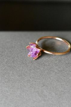 Unique Amethyst Ring Lotus Flower Ring in Rose Gold Uncut Delicate Amethyst Ring As Gift, Amethyst Flower-shaped Jewelry Gift, Flower Shaped Amethyst Jewelry For Gift, Amethyst Flower Jewelry Gift, Amethyst Flower Jewelry For Gifts, Rose Gold Amethyst Promise Ring, Flower Shaped Gemstone Ring For Promises, Flower Shaped Amethyst Jewelry For Anniversary, Delicate Flower Shaped Gemstone Ring