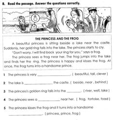 the princess and the frog worksheet for kids to learn how to read it