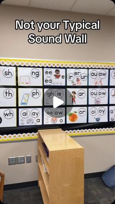 a classroom wall with words and pictures on it that read not your typical sound wall