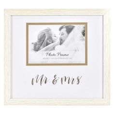 a wedding photo frame with the word mr and mrs written in cursive font