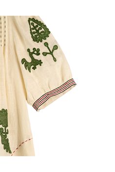 Natalia Ukrainian Embroidered Maxi Dress - Ivory, Olive by Larkin Lane Ukrainian Folk Art, Wedges Boots, Pretty Embroidery, Heritage Crafts, Simple Accessories, Embroidered Maxi Dress, Center Stage, Slow Fashion, New Look