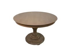 a round wooden table sitting on top of a white background