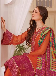 Zainab Chottani, Salwar Kameez Pakistani, Eid Dress, Luxury Pret, Beautiful Pakistani Dresses, Eid Dresses, Pakistani Dress, Traditional Attire, Shades Of Orange