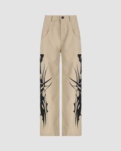 Details: Long parachute pants with grunge graphical designBottom Length: LongMaterials:95% Polyester + 5% Spandex Grunge Graphics, Altering Pants, Kitsch Fashion, Graphical Design, Y2k Fashion Aesthetic, Pop Punk Fashion, Hip Hop Fashion 90s, Clueless Fashion, Pop Culture Fashion