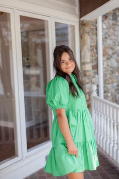 $59.00 Original price was: $59.00.$45.00Current price is: $45.00. The Amelia | Kelly Green Button Up Collared Dress https://www.batessistersboutique.com/product/the-amelia-button-up-tiered-collared-dress-green/ Approx. Measurements in Inches
S
M
L


Length 
35
35
35


Bust
26
28
30


Waist
36
38
40



  Bates Sisters Boutique Flowy Day Out Dress With Button Closure, Flowy Button Closure Dress For Day Out, Flowy Dresses With Button Closure For Day Out, Spring Button-up Dress For Vacation, Green Vacation Dress With Button Closure, Green Dress With Button Closure For Vacation, Summer Button-up Dress For Casual Wear, Summer Dress With Button Closure For Daytime, Flowy Short Sleeve Dress With Button Closure