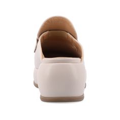 Meet Antonina, the stylish and comfortable loafer flat by Journee Collection that's perfect for any casual occasion. Made from vegan leather and featuring a square toe, Antonina showcases a 90s-inspired chunky 2 1/4 in platform heel and slip-on mule design that's perfect for achieving an Ivy League look. With a 4 mm Tru Comfort Foam™ insole, Antonina ensures a comfortable fit all day long, making it a versatile and must-have addition to your shoe collection. Beige Cushioned Slip-ons For Work, Workwear Faux Leather Slip-ons With Flat Heel, Chic Slip-on Square Toe Flats, Chic Slip-on Flats With Square Toe, Spring Flat Faux Leather Slip-ons, Chic Everyday Flat Loafers, Spring Flat Heel Faux Leather Loafers, Office Slip-on Flats With Square Toe, Spring Faux Leather Flat Heel Loafers