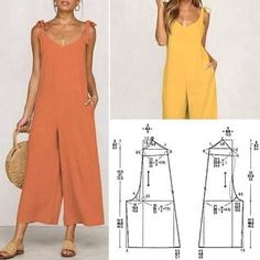 Pola Jumpsuit, Wide Leg Jumpsuit Pattern, Jumpsuit Pattern Sewing, Sewing Pants, Jumpsuit Pattern, Diy Sewing Clothes, Clothes Sewing Patterns, Fashion Sewing Pattern, 가을 패션