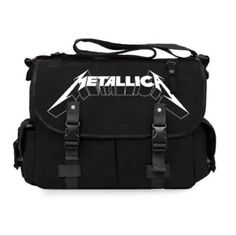 a black bag with the word metallic on it