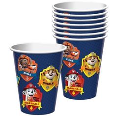 paw patrol cups are stacked on top of each other