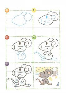 the steps to draw a cartoon mouse