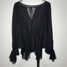 Iris Setlakwe Women’s Sheer Black Dolman Sleeve Back Tie Blouse Nwt Sz 2 Sheer Black Blouse Long Dolman Sleeves Back Tie Closure Elastic Cuff Wrists Shark Bite Bottom Hem Elastic Waist Flowy/ Loose Fit Smoke Free Home Back Tie Blouse, Tie Neck Blouse, Tie Front Blouse, Peplum Blouse, Long Sleeve Turtleneck, Tie Blouse, Sheer Sleeves, Long Blouse, Dolman Sleeve