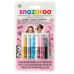 "Buy the Snazaroo™ Pink Face Painting Sticks Set at Michaels. com. Designing creative character faces is as easy as using a crayon when you use Snazaroo™ face painting sticks. Designing creative character faces is as easy as using a crayon when you use face painting sticks. The easy-on/easy-off formulation provides great results and allows for easy clean up. All sets come with six face painting sticks in bright, vivid colors, made from FDA compliant ingredients that are safe for delicate skin. E Princess Face Painting, Snazaroo Face Paint, Face Paint Set, Cheek Art, Girl Face Painting, Princess Face, Face Painting Easy, Kids Face Paint, Face Painting Designs