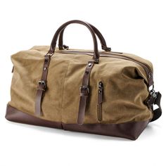 Discover your new travel companion in this vintage duffel bag – ideal for both short getaways and extended vacations. Boasts a spacious design with extra compartments for all your essentials – two front pockets for easy access and two inner pockets for the little knickknacks. Constructed from durable canvas and accented with luxurious leather. The strap is easily adjustable for a comfortable fit. Mens Smart Casual Outfits, Smart Casual Men, Trend 2024, Mens Travel, Leather Duffle Bag, Mens Travel Bag, Leather Travel Bag, Leather Duffle, Smart Casual Outfit