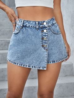 Denim 2024, Short Pollera, Short Jean Skirt, Denim Jeans Fashion, Denim Skirt Women, Cute Jeans, Short En Jean