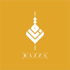 the logo for razza is shown in white on an orange background with a gold border